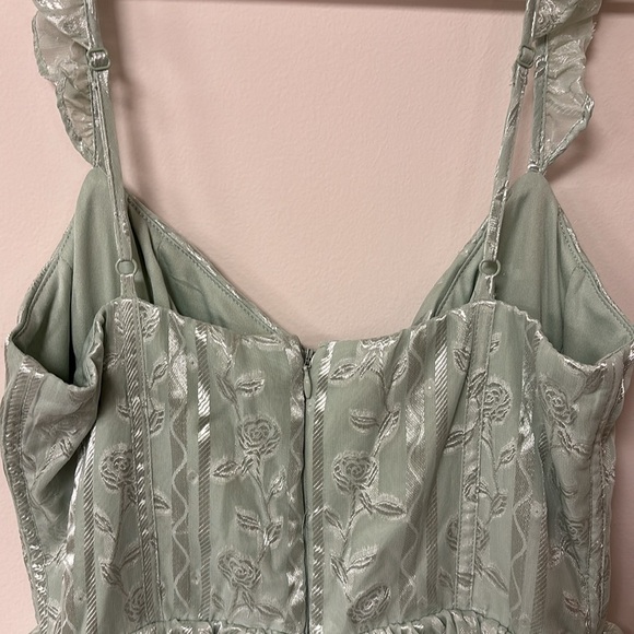 Lulu’s Pale Sage Tiered Corset Evening Gown - Picture 10 of 12